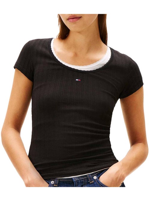 T-Shirt Tommy Hilfiger Preto para Mulher DW0DW21570 - Kiabi T-Shirt Tommy Hilfiger Preto para Mulher DW0DW21570 - Kiabi