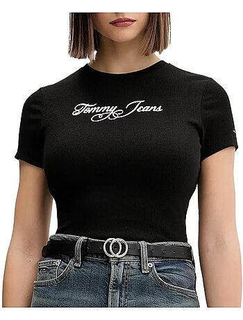 T-shirt bege tommy hilfiger para mulher dw0dw21838