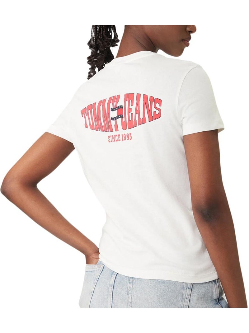 T-shirt tommy hilfiger regular fit branco para mulher Bege - Kiabi