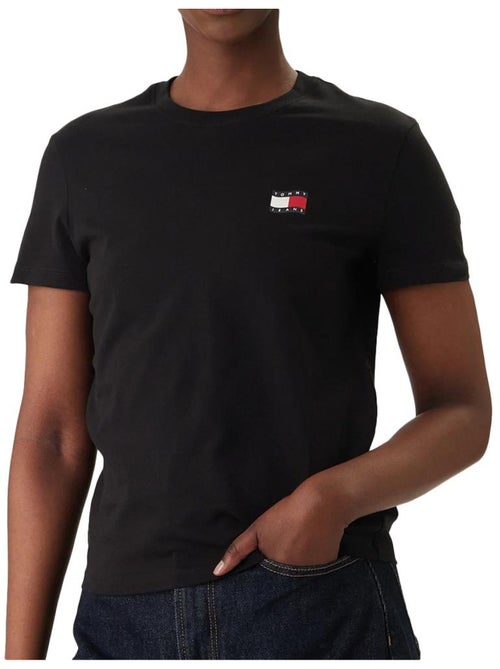 T-shirt tommy hilfiger regular fit preto para mulher - Kiabi
