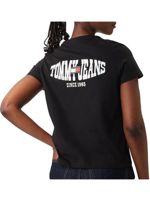 T-shirt tommy hilfiger regular fit preto para mulher - Kiabi