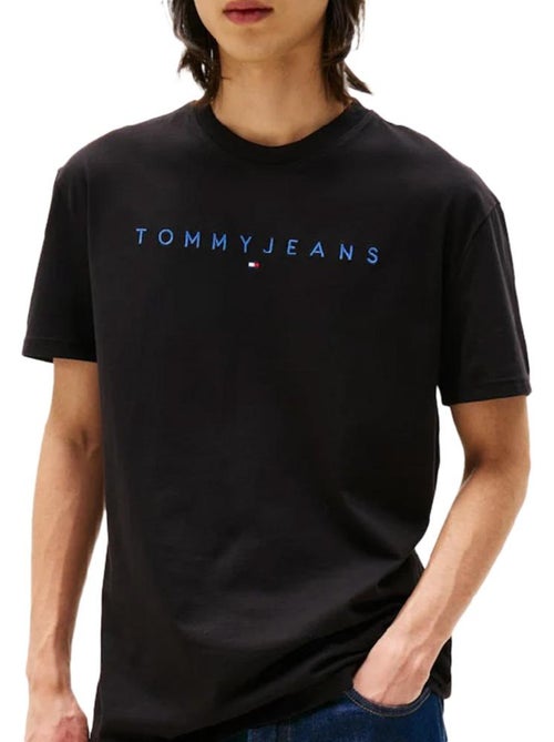 T-Shirt Tommy Hilfiger Regular Linear Preto para Homem - Kiabi
