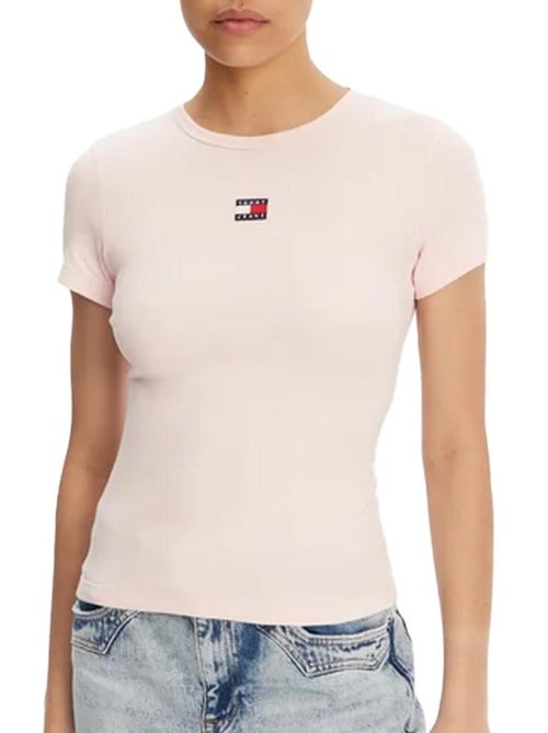 T-shirt Tommy Hilfiger Rosa com Crachá para Mulher - Kiabi T-shirt Tommy Hilfiger Rosa com Crachá para Mulher - Kiabi