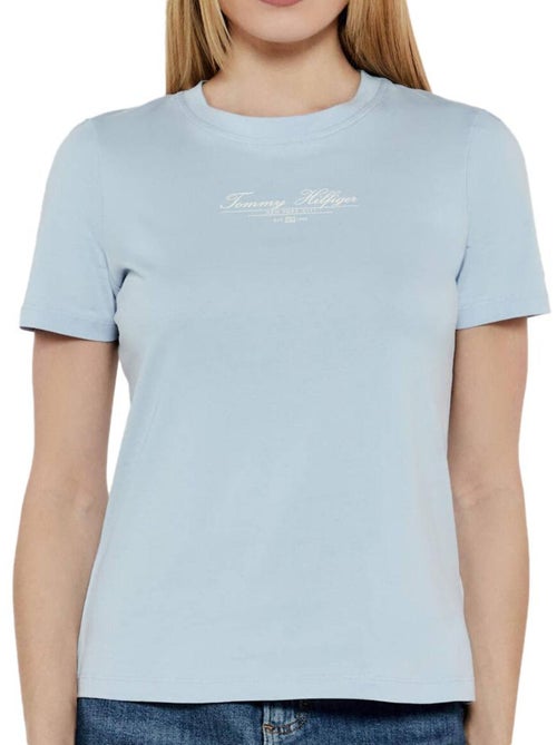 T-shirt tommy hilfiger script azul para mulher - Kiabi