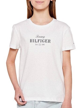 T-shirt tommy hilfiger script branco para menina