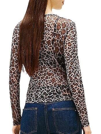 T-shirt Tommy Hilfiger Slim AOP Leopardo Castanho para Mulher