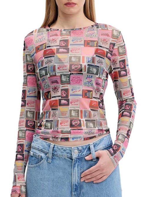 T-shirt Tommy Hilfiger Slim AOP para Mulher com Padrão Rosa - Kiabi T-shirt Tommy Hilfiger Slim AOP para Mulher com Padrão Rosa - Kiabi