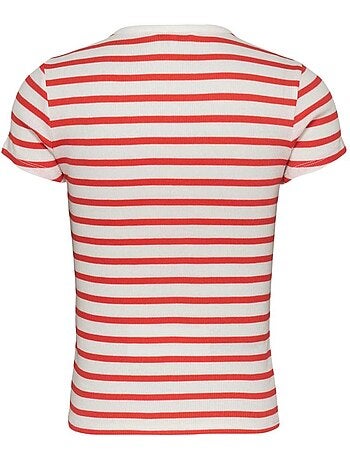 T-Shirt Tommy Hilfiger Slim Botões Vermelho/Branco para Mulher