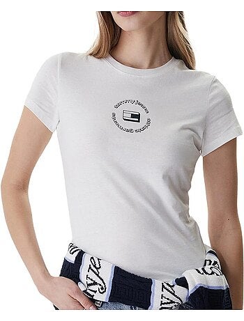 T-shirt tommy hilfiger slim fit preto para mulher
