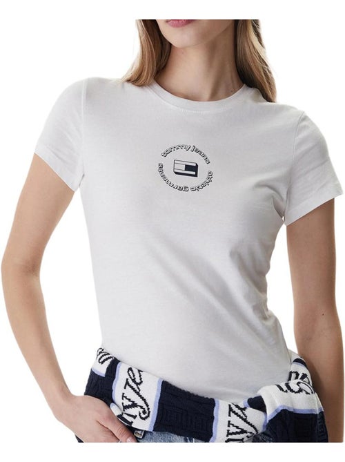 T-shirt tommy hilfiger slim branco para mulher - Kiabi