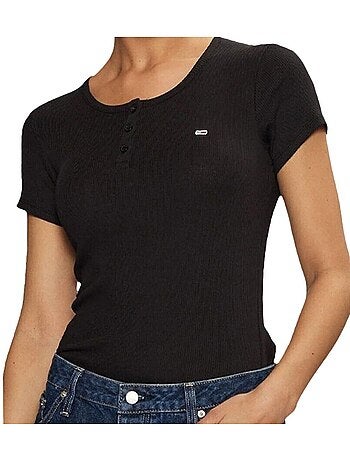 T-Shirt Tommy Hilfiger Slim Botões Vermelho/Branco para Mulher