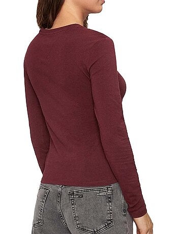 T-shirt tommy hilfiger slim essential de manga comprida bordeaux para mulher