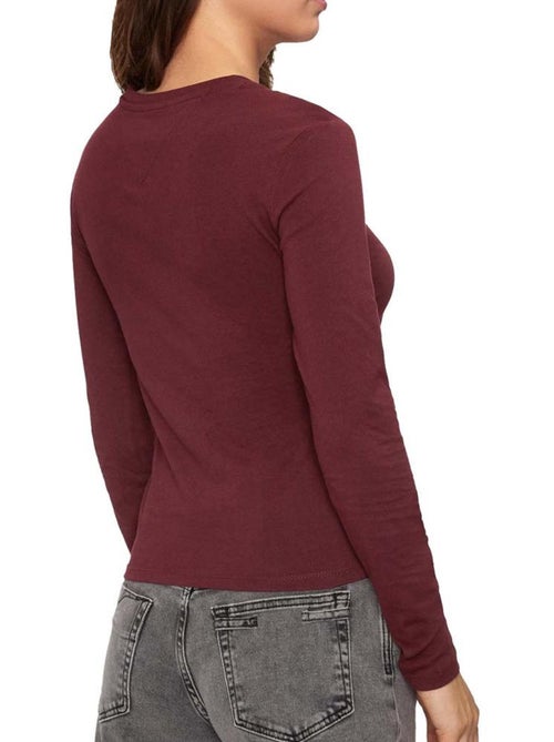 T-shirt Tommy Hilfiger Slim Essential de Manga Comprida Bordeaux para Mulher - Kiabi T-shirt Tommy Hilfiger Slim Essential de Manga Comprida Bordeaux para Mulher - Kiabi