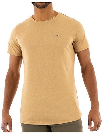 T-shirt Tommy Hilfiger Slim Fit Bege Jaspeado para Homem
