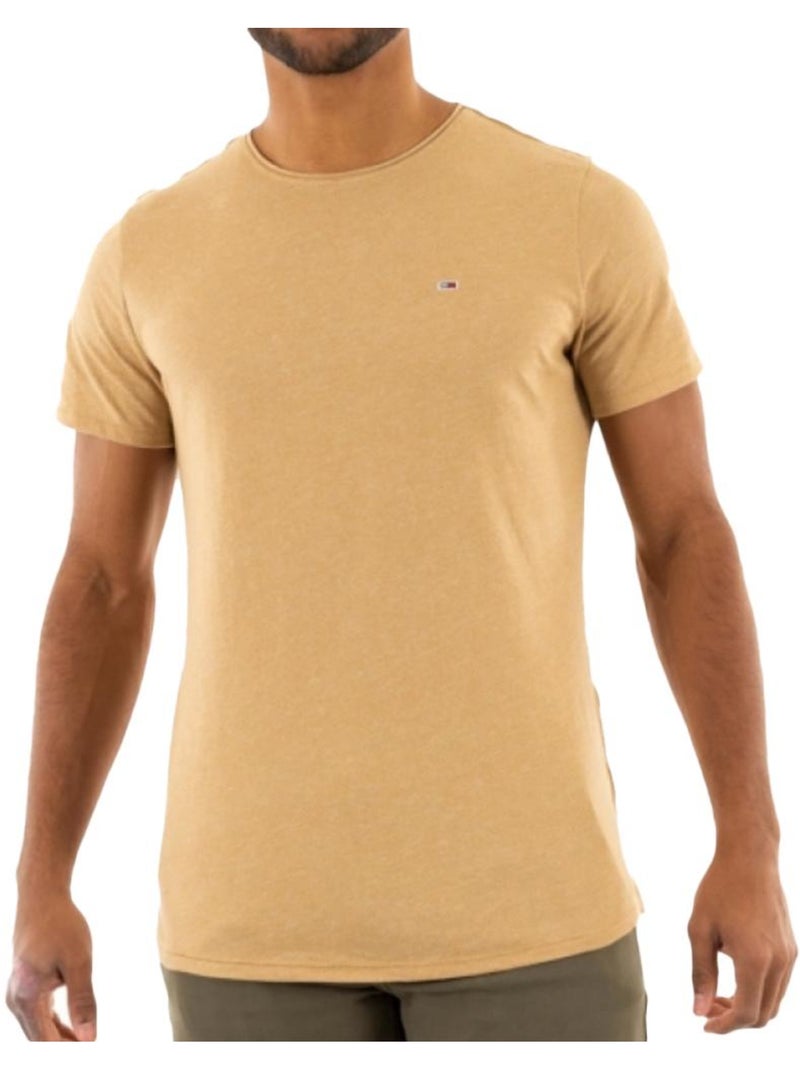 T-shirt Tommy Hilfiger Slim Fit Bege Jaspeado para Homem Bege - Kiabi
