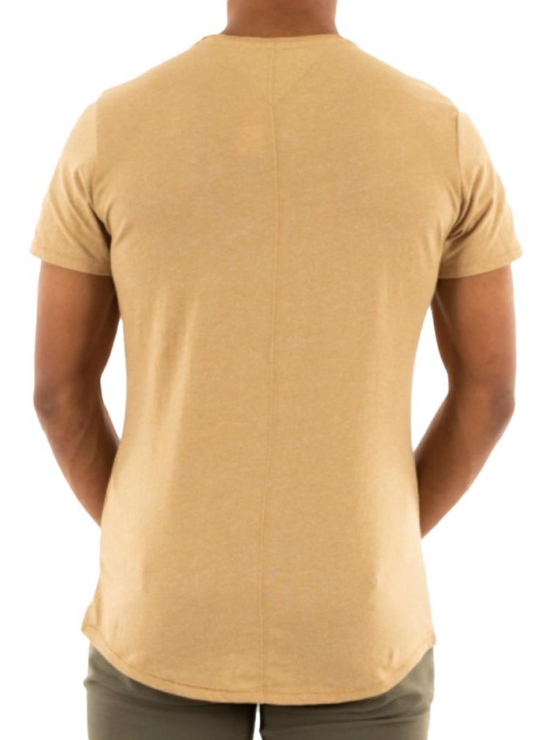 T-shirt Tommy Hilfiger Slim Fit Bege Jaspeado para Homem Bege - Kiabi
