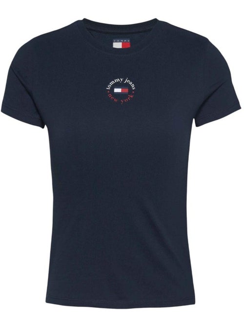 T-Shirt Tommy Hilfiger Slim Fit para Mulher Azul Marinho - Kiabi T-Shirt Tommy Hilfiger Slim Fit para Mulher Azul Marinho - Kiabi