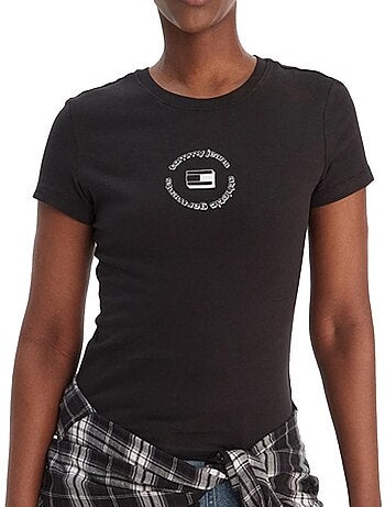 T-shirt tommy hilfiger slim fit preto para mulher