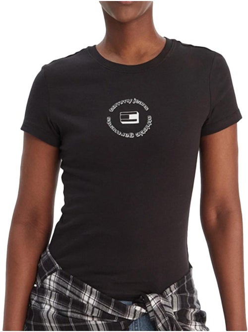 T-shirt tommy hilfiger slim fit preto para mulher - Kiabi