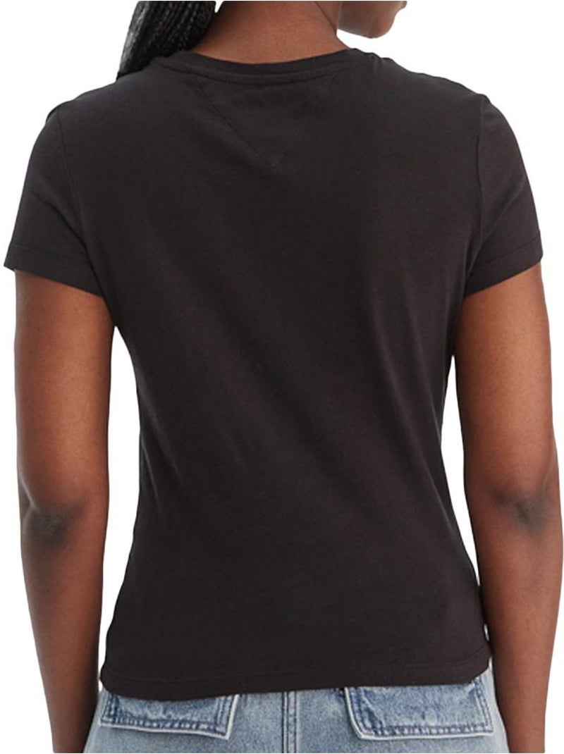 T-shirt tommy hilfiger slim fit preto para mulher Preto - Kiabi