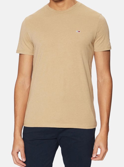 T-Shirt Tommy Hilfiger Slim Jersey Castanha para Homem - Kiabi