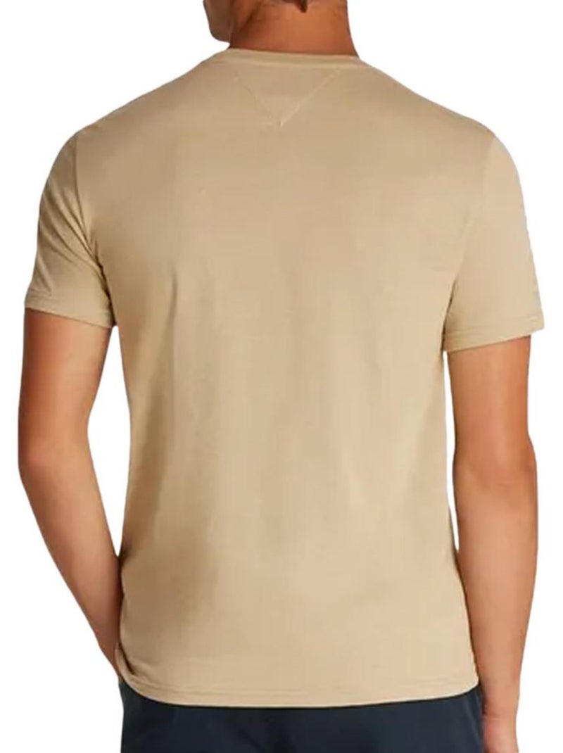 T-Shirt Tommy Hilfiger Slim Jersey Castanha para Homem Bege - Kiabi