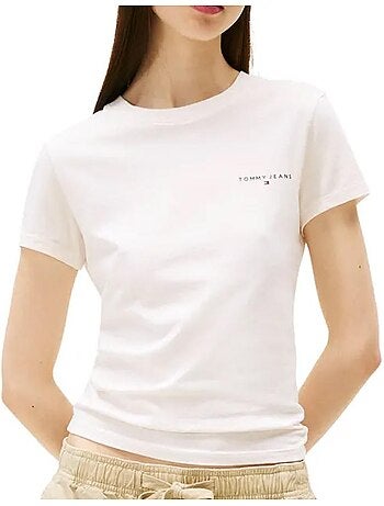 T-shirt Tommy Hilfiger Slim Linear Branco para Mulher DW0DW21164