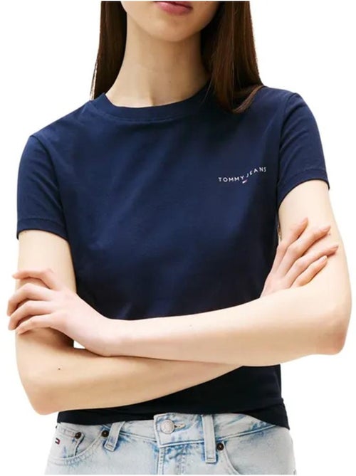 T-shirt Tommy Hilfiger Slim Linear para Mulher Azul Marinho DW0DW21164 - Kiabi T-shirt Tommy Hilfiger Slim Linear para Mulher Azul Marinho DW0DW21164 - Kiabi