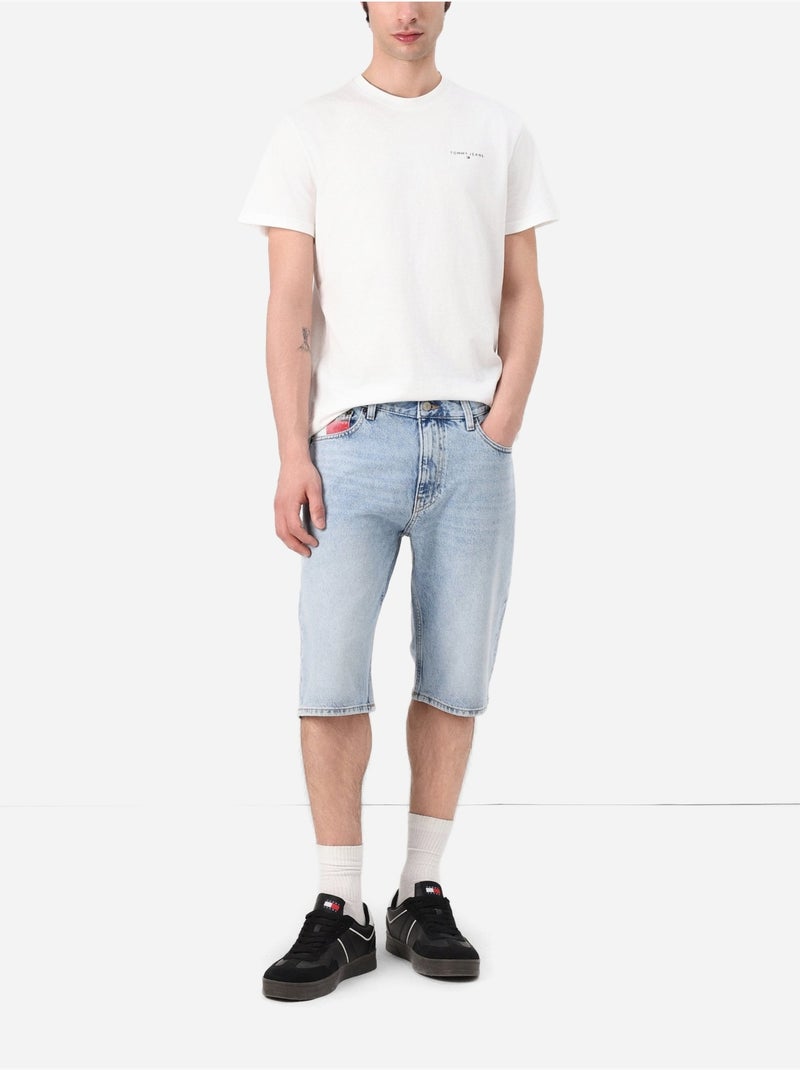 T-shirt Tommy Hilfiger Slim Linear YBL Cru para Homem Ecru - Kiabi