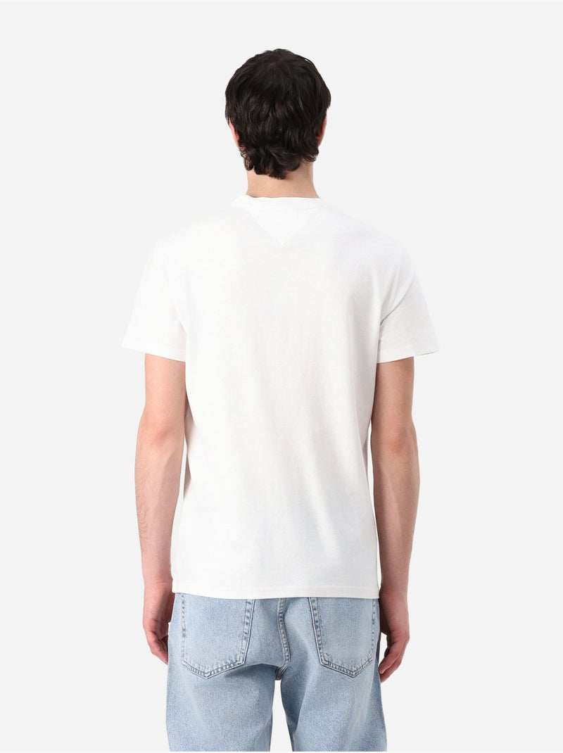 T-shirt Tommy Hilfiger Slim Linear YBL Cru para Homem Ecru - Kiabi