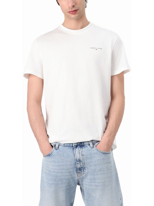 T-shirt Tommy Hilfiger Slim Linear YBL Cru para Homem - Kiabi