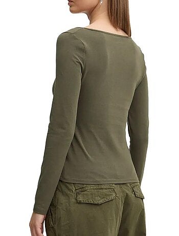 T-shirt Tommy Hilfiger Slim Metallic Verde Manga Comprida para Mulher