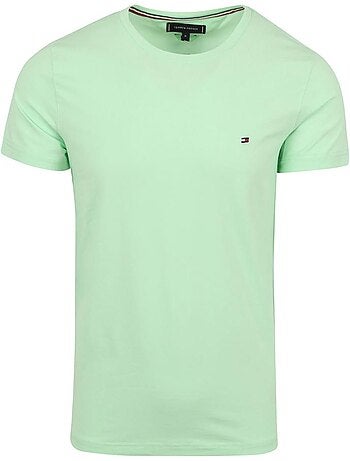 T-shirt tommy hilfiger slim stretch verde-água para homem
