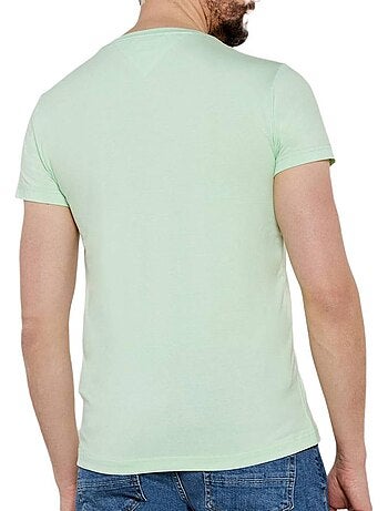T-shirt tommy hilfiger slim stretch verde-água para homem