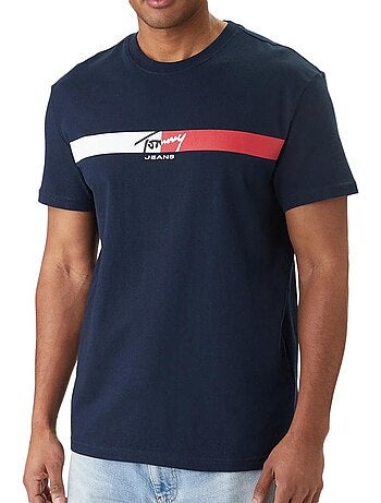 T-shirt tommy hilfiger tjm reg signature para homem azul marinho