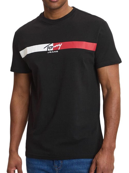 T-shirt tommy hilfiger tjm reg signature preto para homem - Kiabi