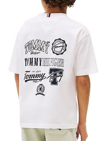T-shirt tommy hilfiger varsity branco para rapaz