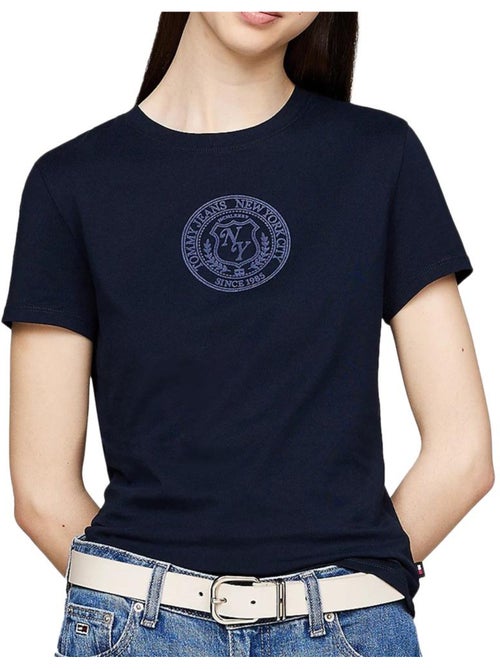 T-shirt Tommy Hilfiger Varsity Marinho para Mulher - Kiabi T-shirt Tommy Hilfiger Varsity Marinho para Mulher - Kiabi