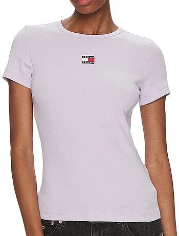 T-shirt tommy hilfiger rosa com crachá para mulher