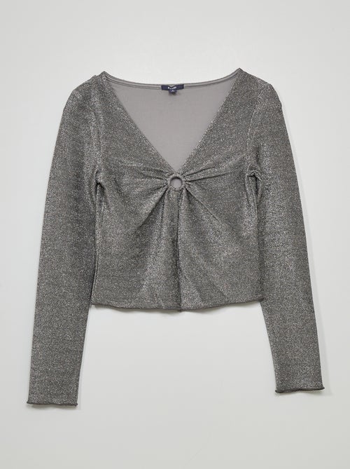 T-shirt top crop com anel - Kiabi