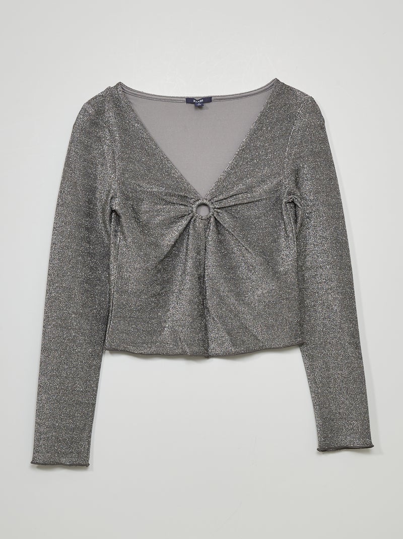 T-shirt top crop com anel PRETO - Kiabi