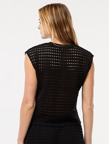 T-shirt top em croché ajurado