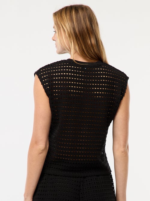 T-shirt top em croché ajurado - Kiabi