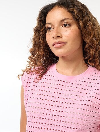 T-shirt top em croché ajurado