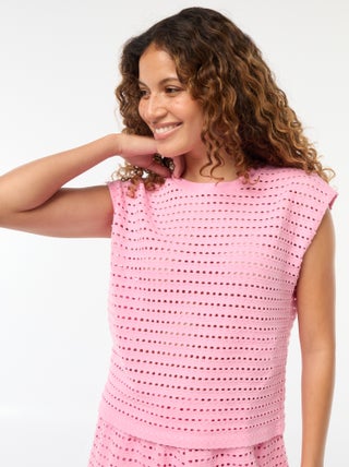 T-shirt top em croché ajurado