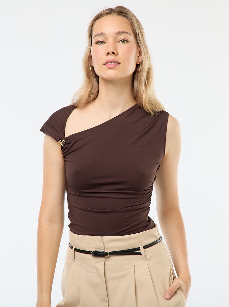 T-shirt torcida com detalhe de joia Castanho - Kiabi