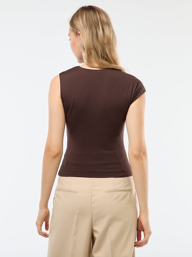 T-shirt torcida com detalhe de joia Castanho - Kiabi