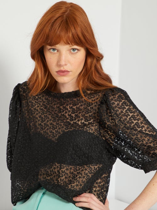 T-shirt transparente de renda - Kiabi