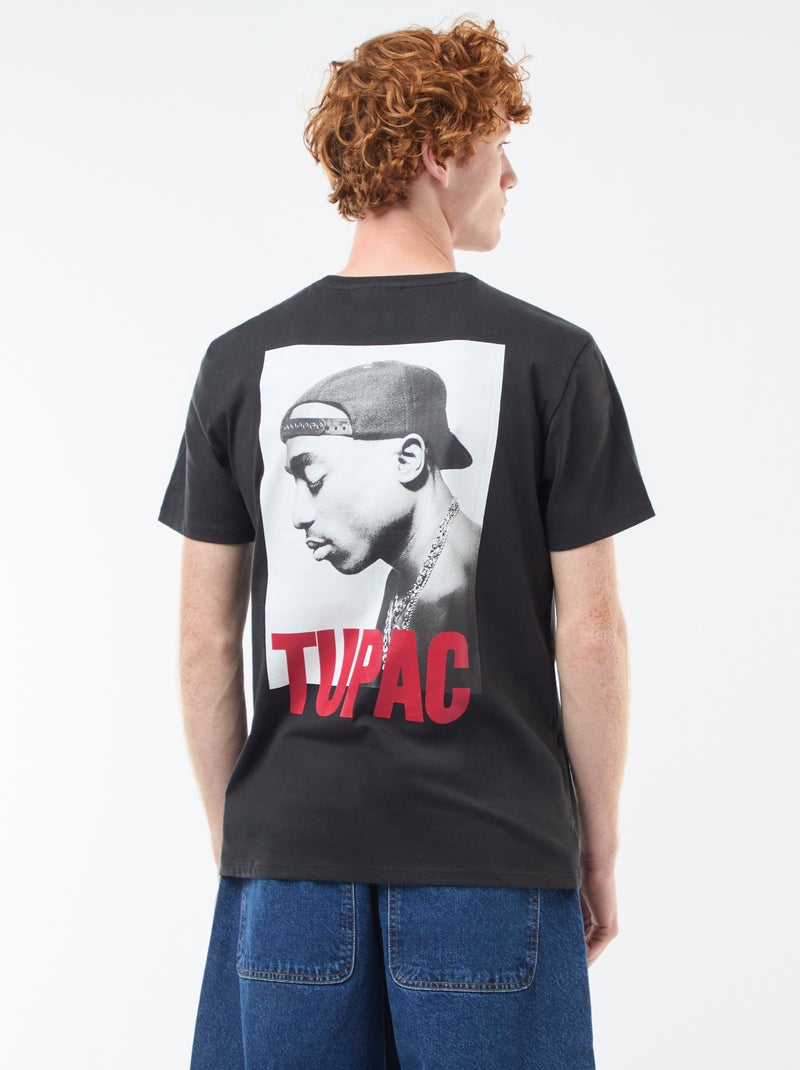 T-shirt 'Tupac' em algodão Preto - Kiabi