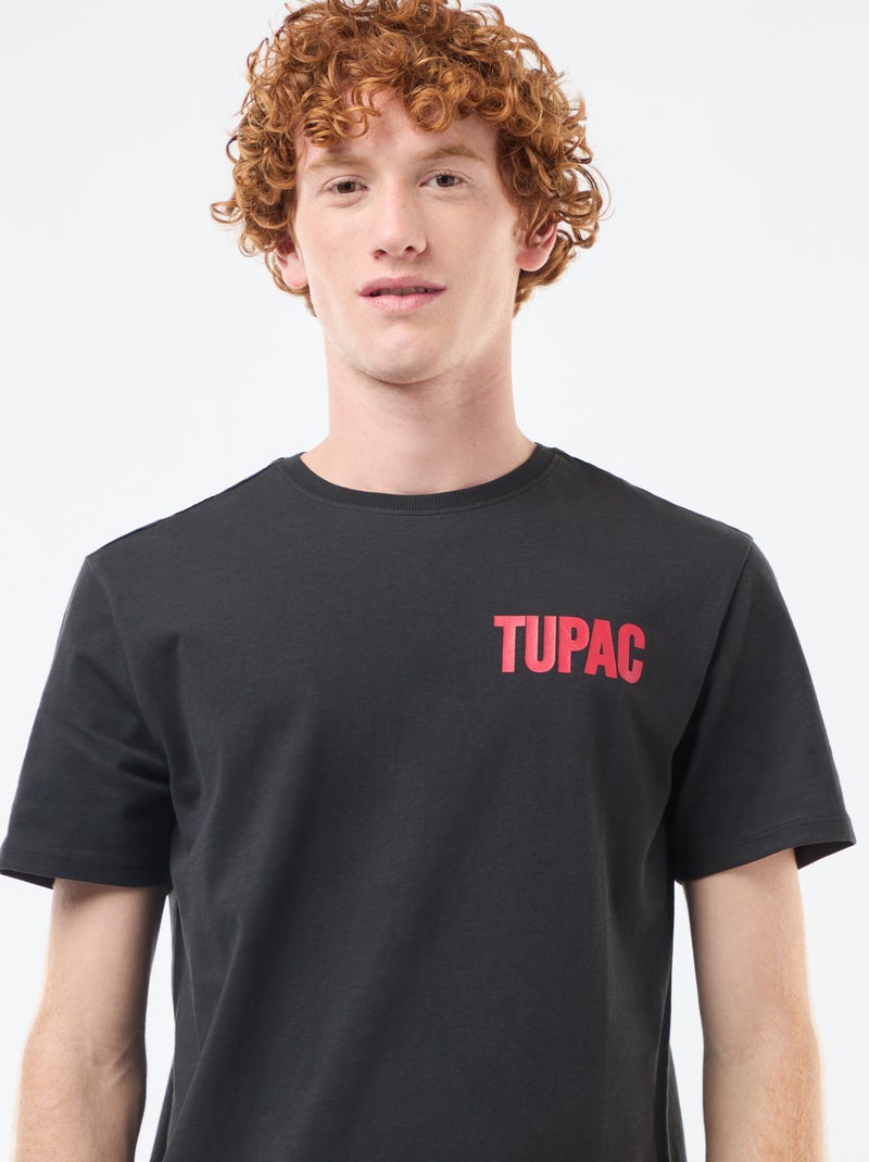 T-shirt 'Tupac' em algodão Preto - Kiabi